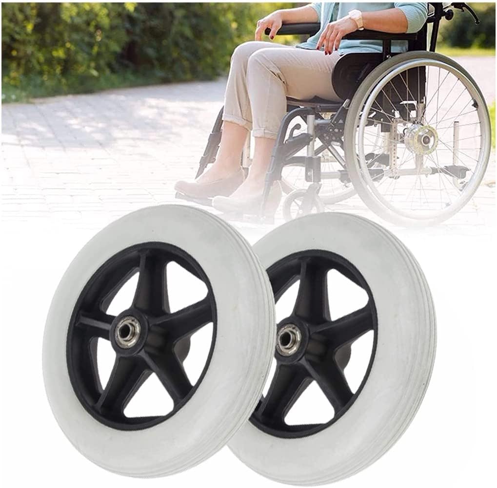 vikitim 1 Pair of Wheelchair Replacement Wheels, Black/Grey Castors, Non-Slip Rubber Replacement Front Wheels for Walkers, Replacement Wheels for Wheelchairs, Walkers, Handcart Grey, 8 Inches (20 cm)