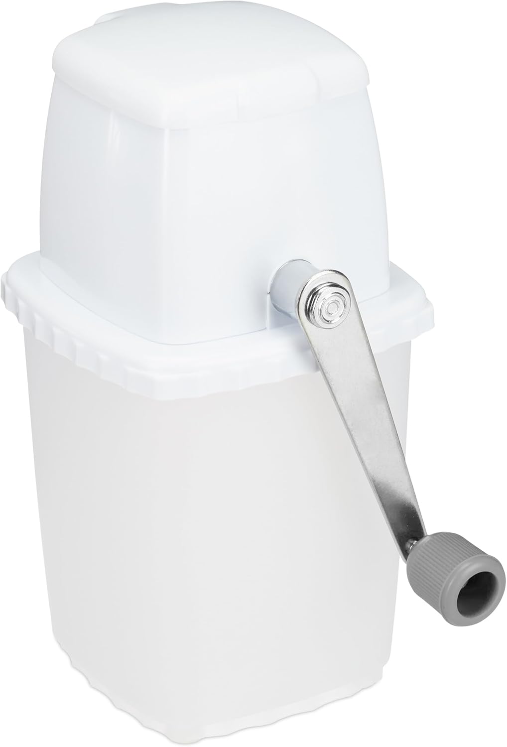 Relaxdays Ice Crusher, Manual Ice Grinder with Hand Crank, Bar Accessories, Crushed Ice for Cocktails, Long Drinks, White/Grey