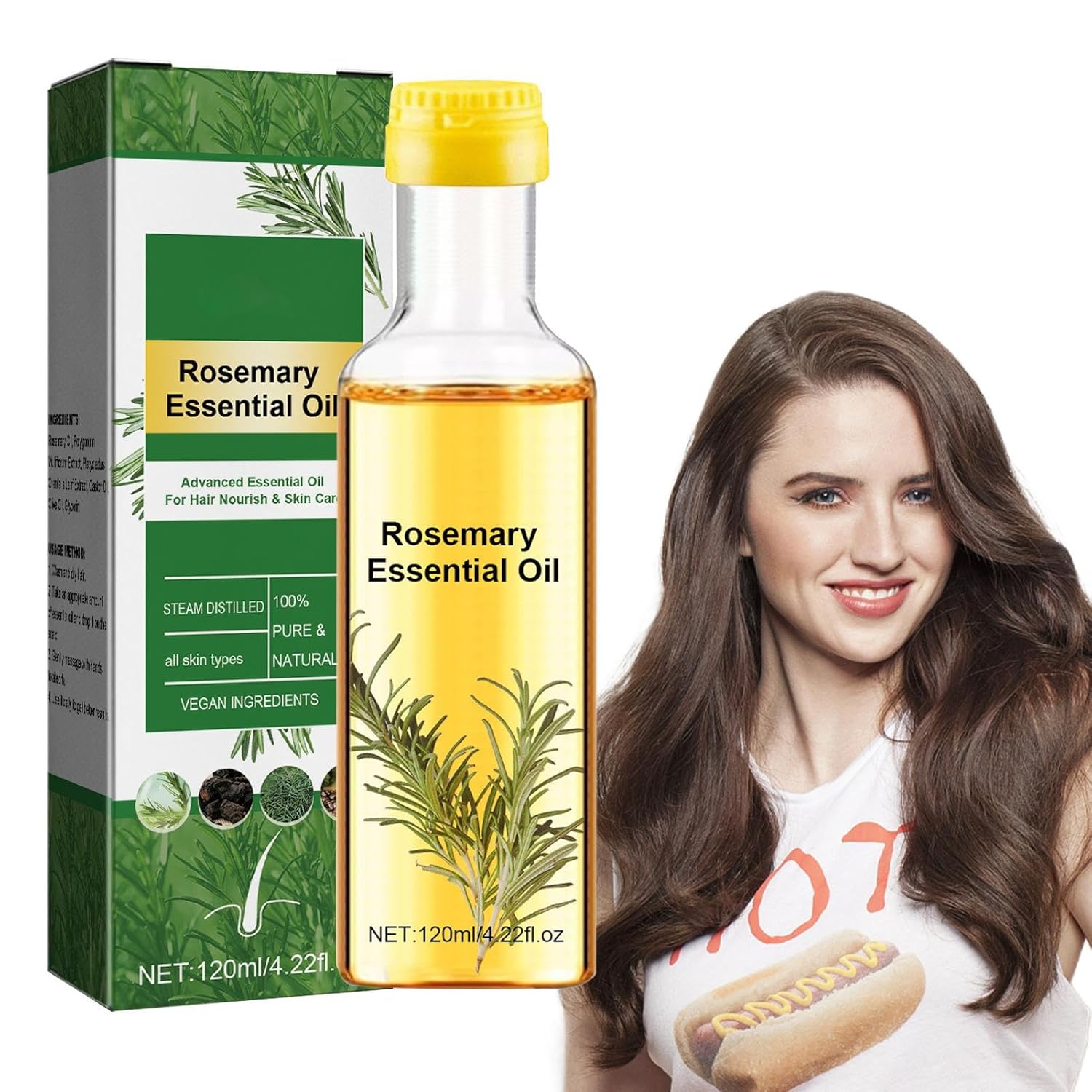 Rosemary Hair Oil - Hair Growth Oil - 4.22 fl. Oz Advanced Moisturizing Pure Rosemary Oil for Split Ends and Healthy Growth