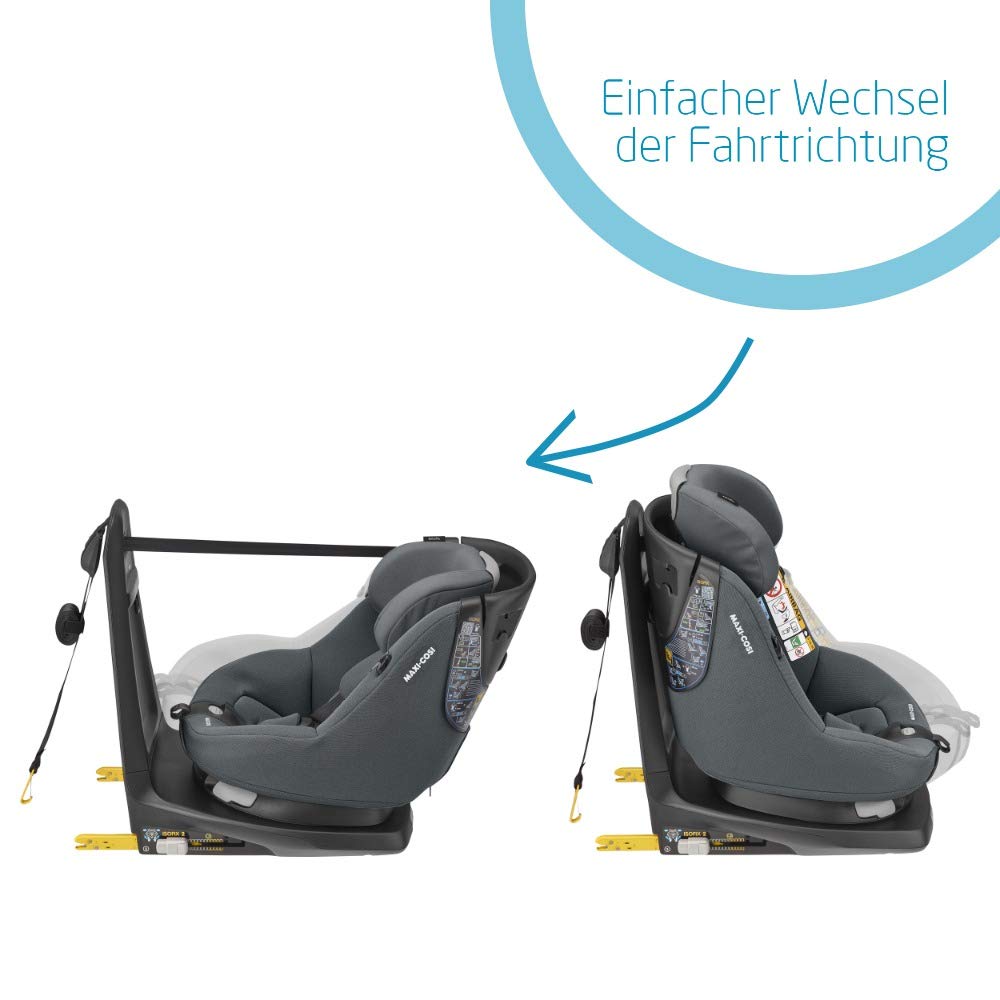 Maxi-Cosi AxissFix car seat, 360° rotatable child seat with ISOFIX and reclining position, usable from approx.  4 months to 4 years (approx. 61 - 105 cm). Authentic Graphite, Grey