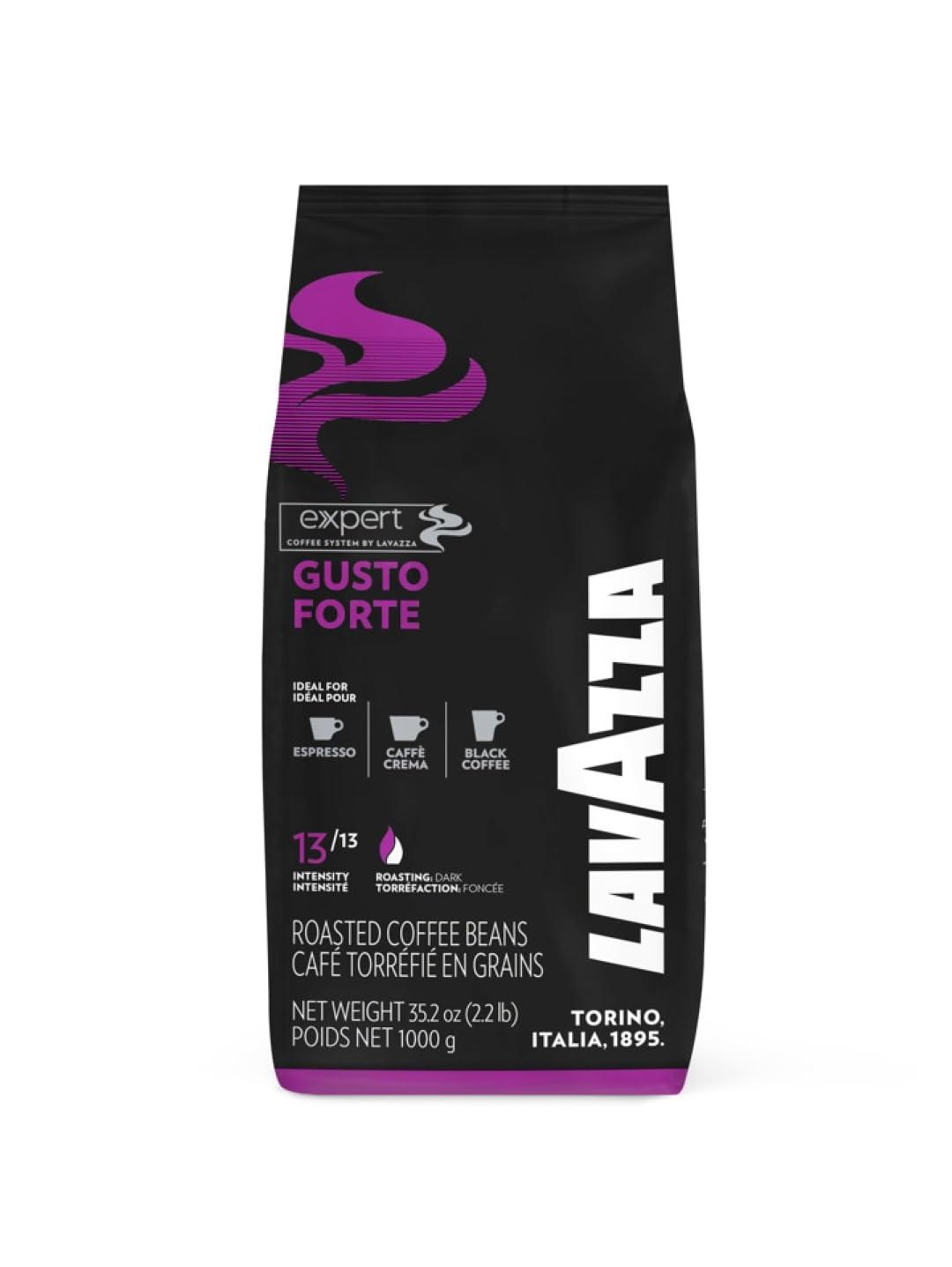 Lavazza Expert Gusto Forte Espresso - 1 kg Whole Coffee Bean, 100% Robusta
