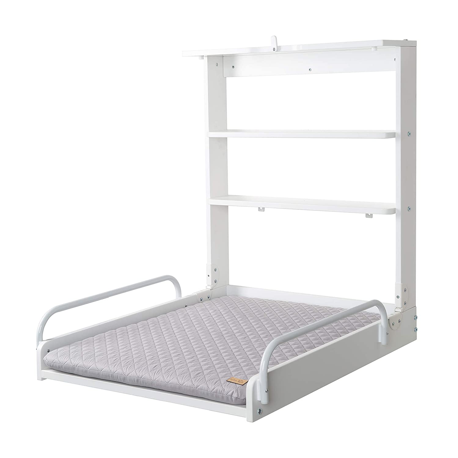 roba Wall Mounted Baby Changing Table, Foldable & Secure Baby Changing Wall Unit White