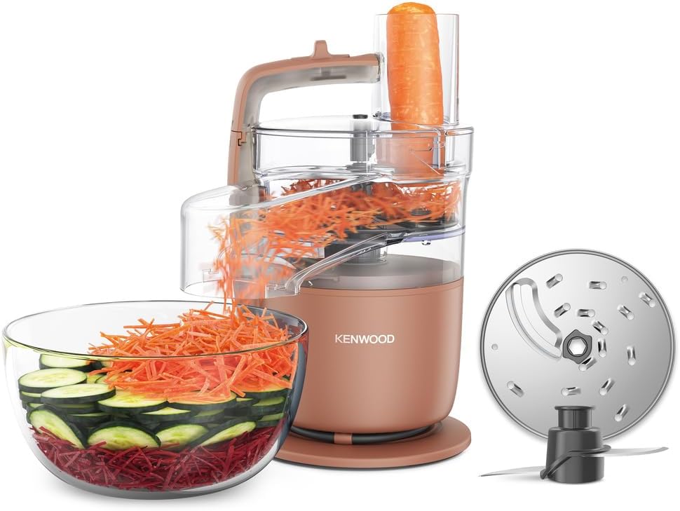Kenwood MultiPro Go FDP22.​130RD, Food Processor, Chop, Cut, Grate, Reduce in Puree and Knead, 360° Express Serve, Bowl 1.3 L, Kneading Blades, 4 mm Disc, 650 W, Clay Red