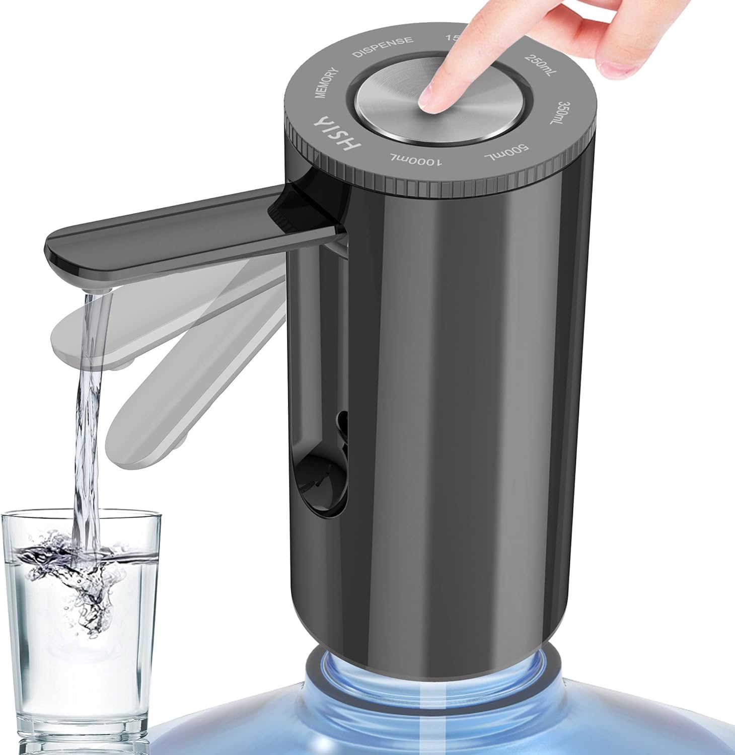 YISH Water Dispenser Pump Water Pump 5 Gallon Water Bottle: Electric Water Dispenser Rechargeable USB Water Bottle Pump Portable Foldable Drinking Water Pump for Home Office Kitchen Camping