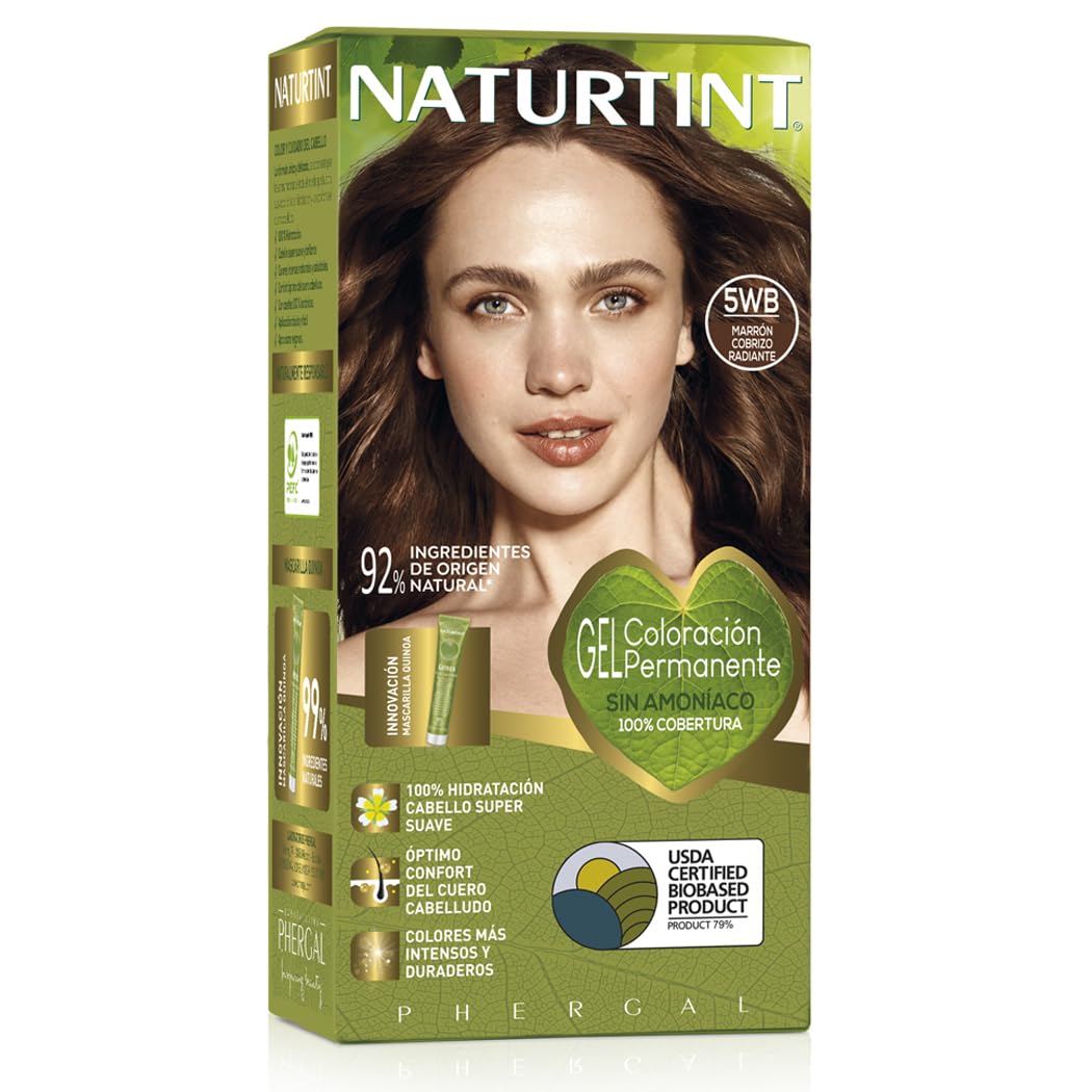 NATURTINT Biobased Permanent Hair Color Ammonia Free 100% Gray Coverage Natural Ingredients Intense Color Natural and Durable 5WB Copper Brown 170ml