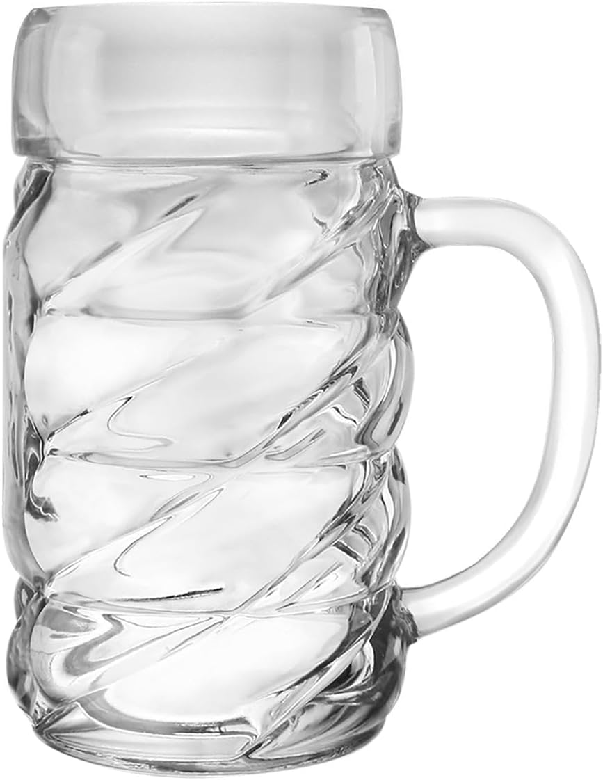 Stölzle Lausitz Set of 6 Diamond Beer Mugs Made of Glass, Colour: Transparent, Dimensions: 20 x 9.5 cm, Capacity: 1 L, 5010053