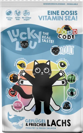 Lucky Lou Dry cat food poultry & salmon \"a dose of vitamin sea!\", adult, 750 g