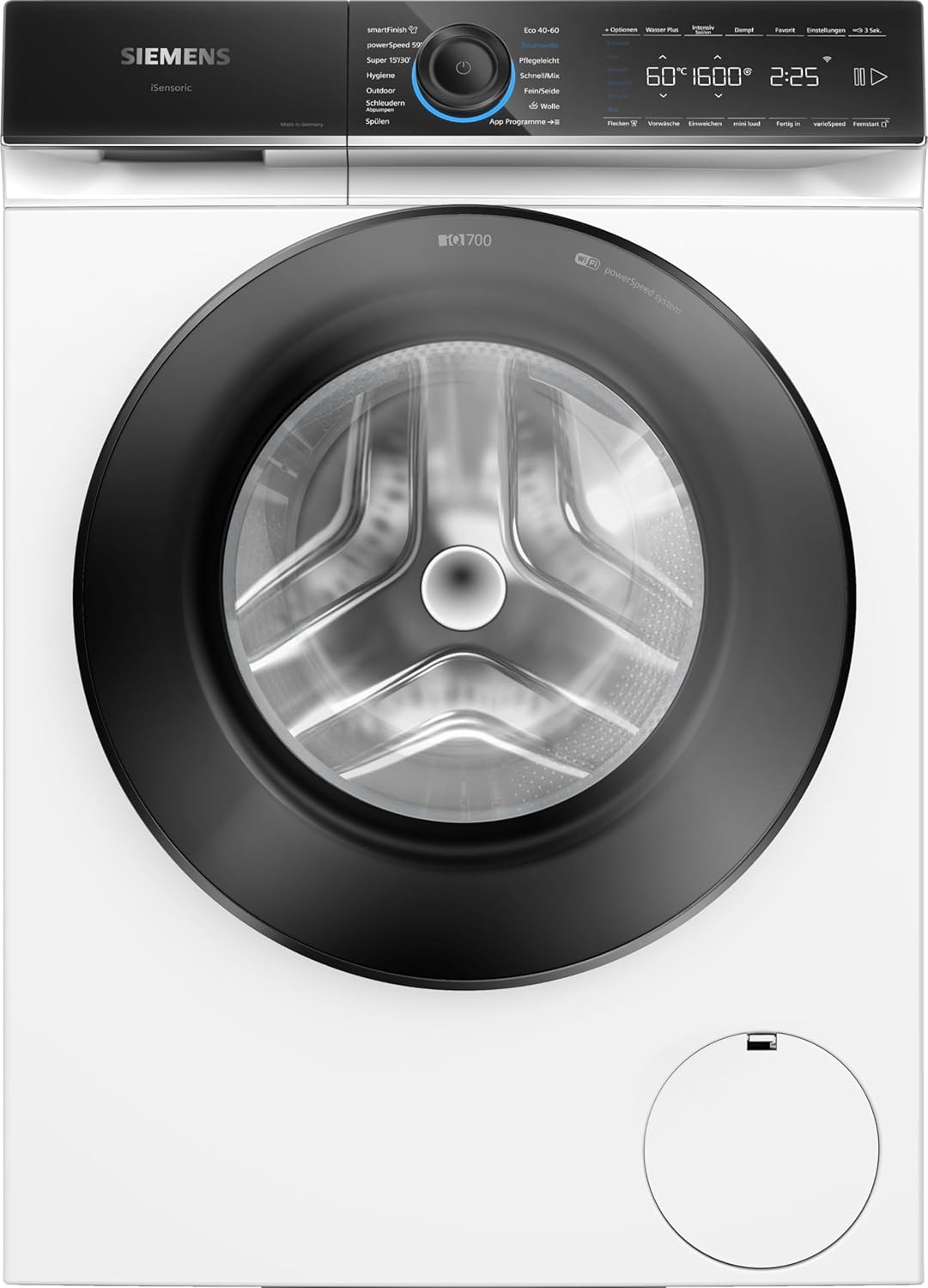 Siemens WG56B2041, iQ700, Smart Washing Machine 10 kg, 1600 rpm, Made in Germany, Anti-Stain System, smartFinish Ironing Aid, Quick Washing with SpeedPack XL, Mini Load for Items, aquaStop