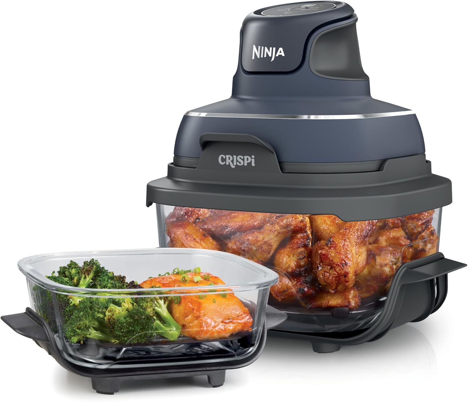 Ninja Crispi Portable Cooking System with Crispi PowerPod, 6 Cups and 4 Tempware Glass Cups, Heat Resistant, Storage Lid, Microwave Safe