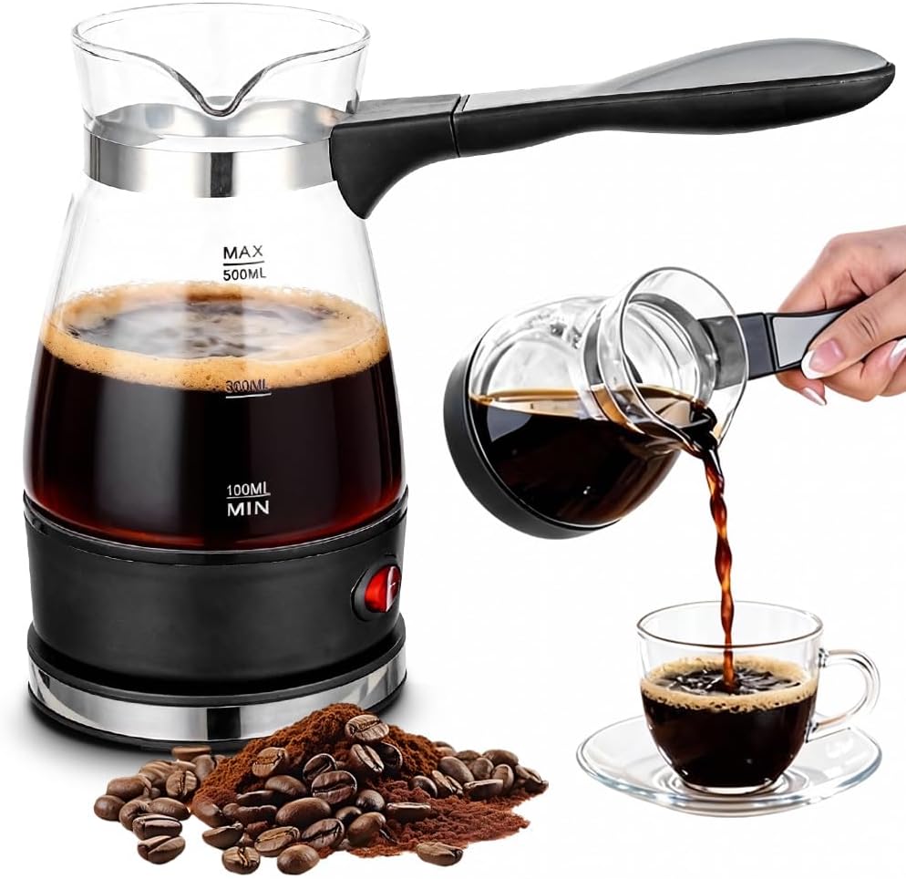 Turkish Electric Coffee Maker, 500 ml Electric Coffee Pot, Electric Turkish Coffee Machine, Espresso Maker, Mocha Pot, Electric Turkish Coffee Pot for Home, Office