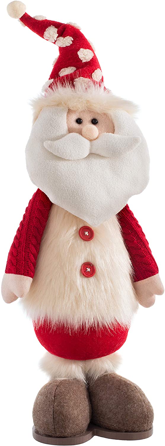 WeRChristmas 46 cm Wooden Base Santa Claus Decoration, Multi-Colour