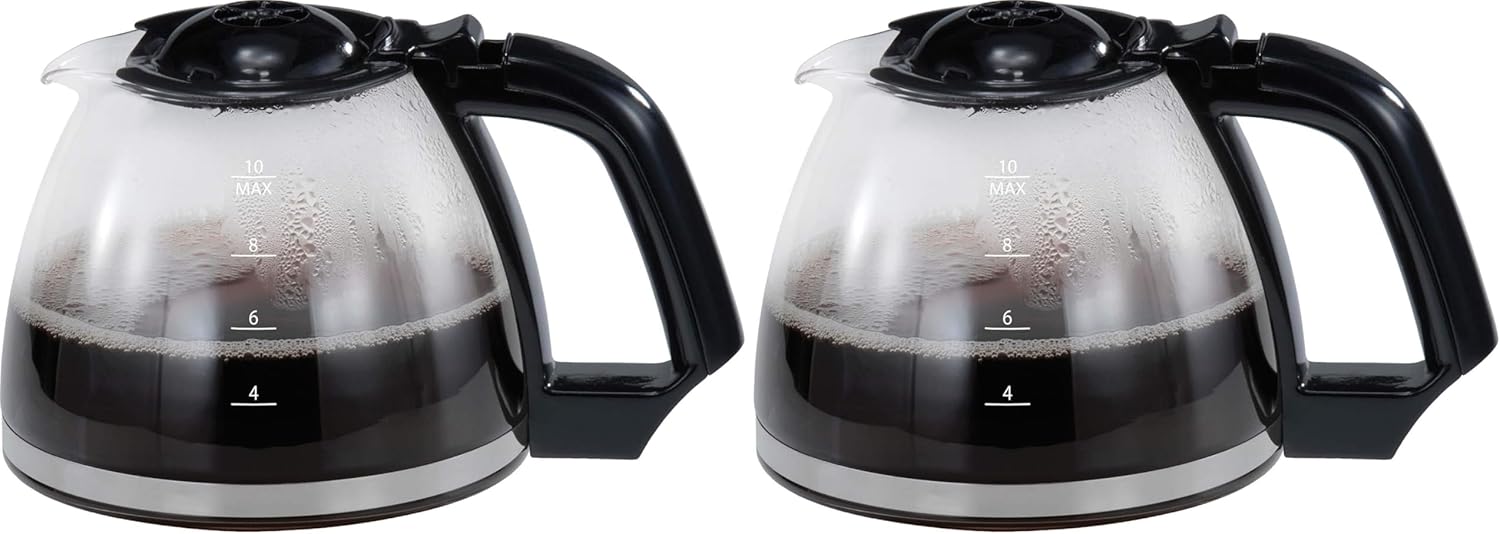 Cloer Store Cloer 734 Replacement Glass Jug for the 5019 Filter Coffee Machine - 10 Cup - Black (Pack of 2)