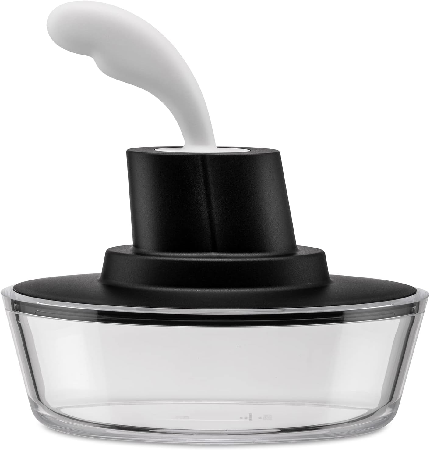 A Di Alessi Ship Shape Container with Small Spatula in 18/10 Stainless Steel and Thermoplastic Resin, Black