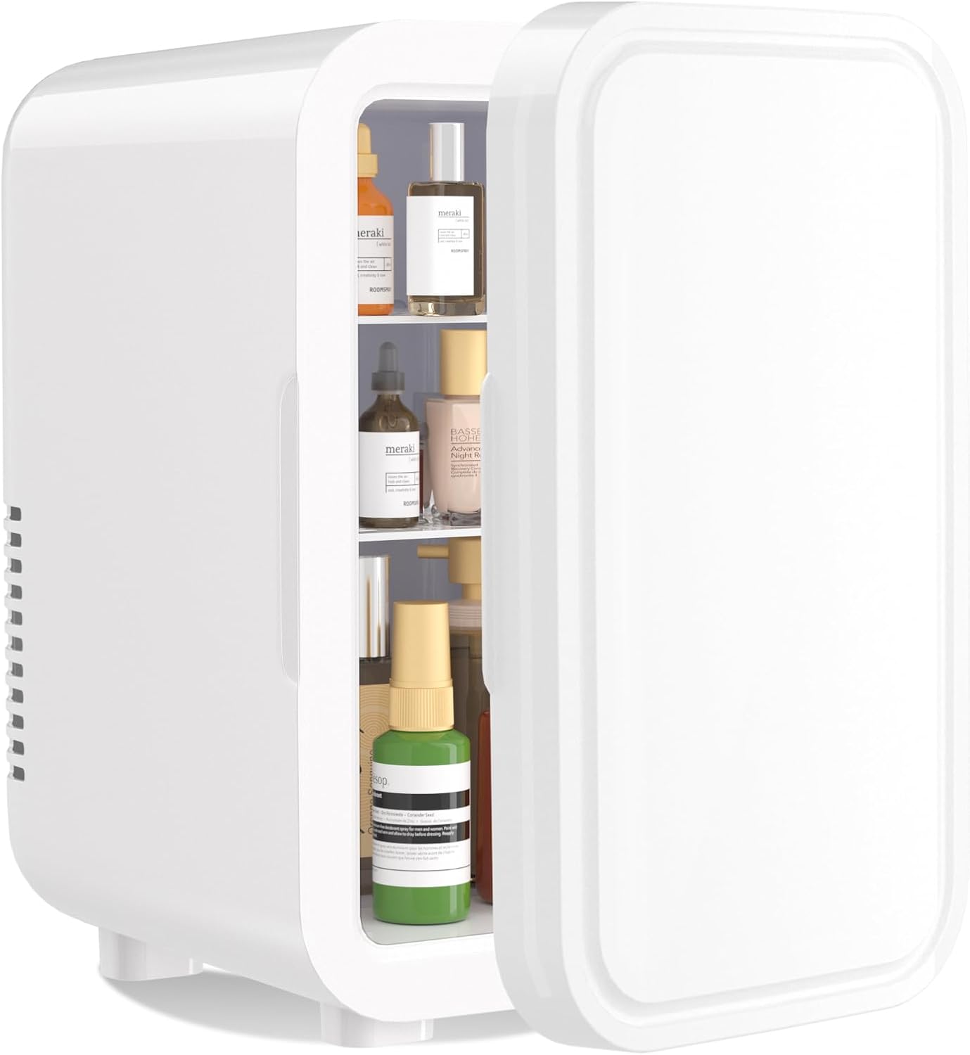 YASHE Mini Fridge 6 Liters/8 Cans 220-240V AC/DC Portable Thermoelectric Cooler Refrigerators for Bedroom Skin Care Drinks Office Dorm and Car White
