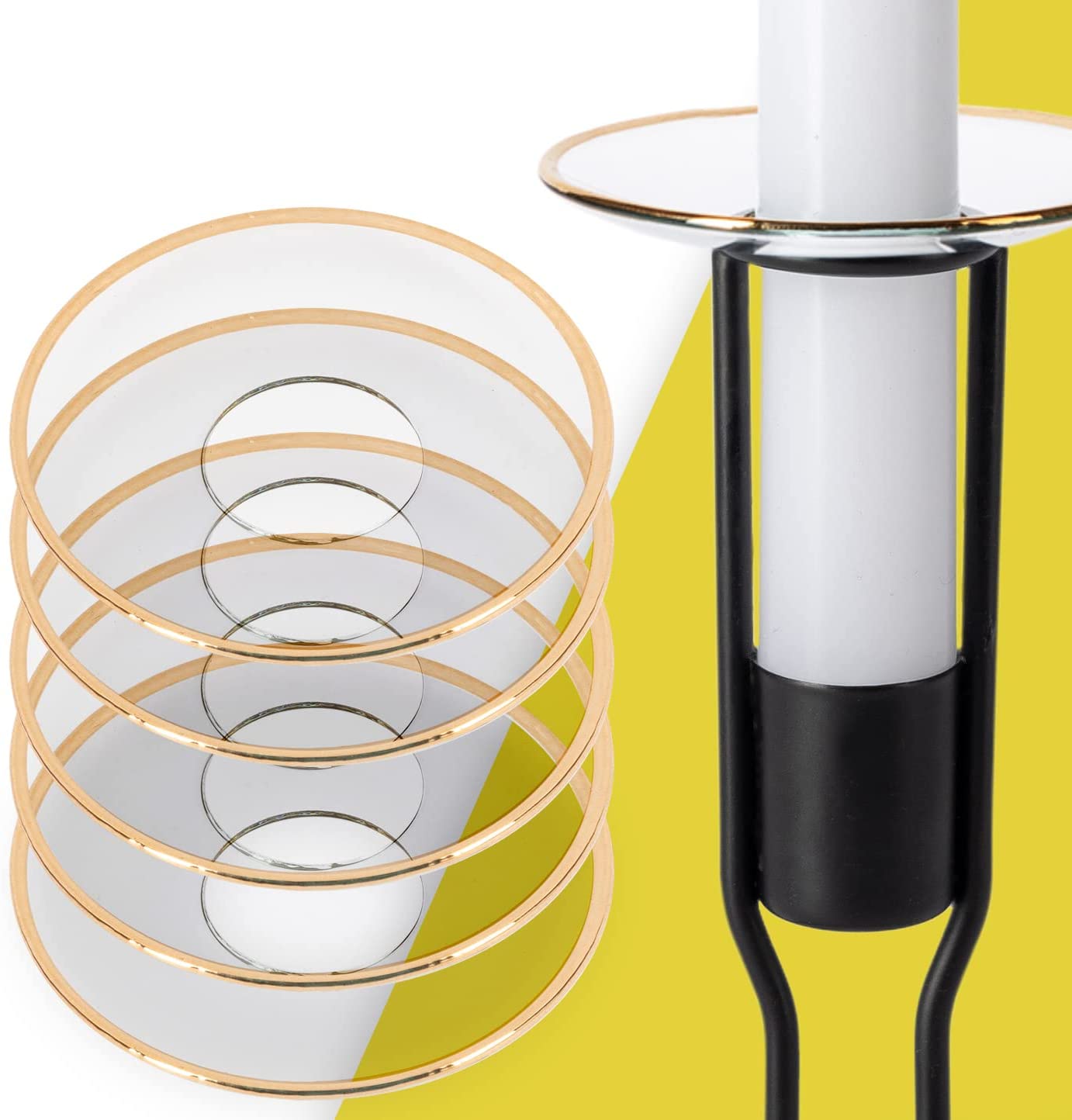WIKAKERZEN Drip Catcher for Candles or Drip Protection for Tapered & Taper Candles and Communion Candles | Handmade in Germany | Candle Drip Catcher (Gold, 23 x 67 mm, Set of 5)