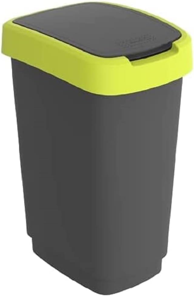 Rotho Twist Bin 25 L with Lid, Plastic, Yellow/Black