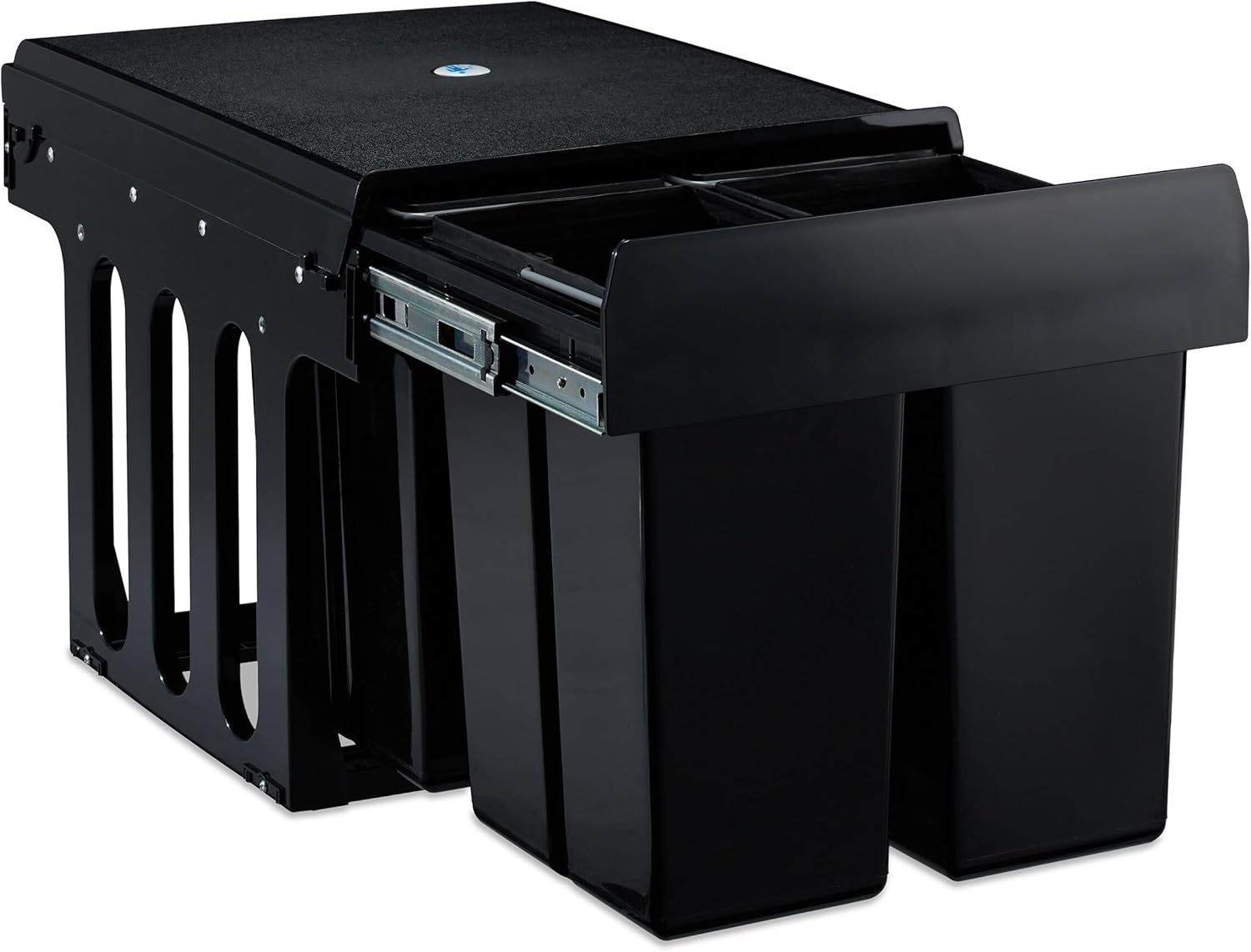 Relaxdays Built-In Rubbish Bin, 4-Way, Pull-Out Kitchen Bin for Base Cabinet, 4 x 8 Liters, 35.1 x 34.3 x 48 cm, Black