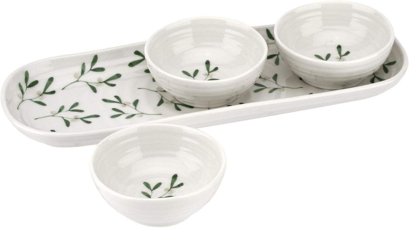 Portmeirion CPXT78856-XG Sophie Conran Garland Set of 3 Bowls and Tray (Cupid, Mistletoe) Ceramic