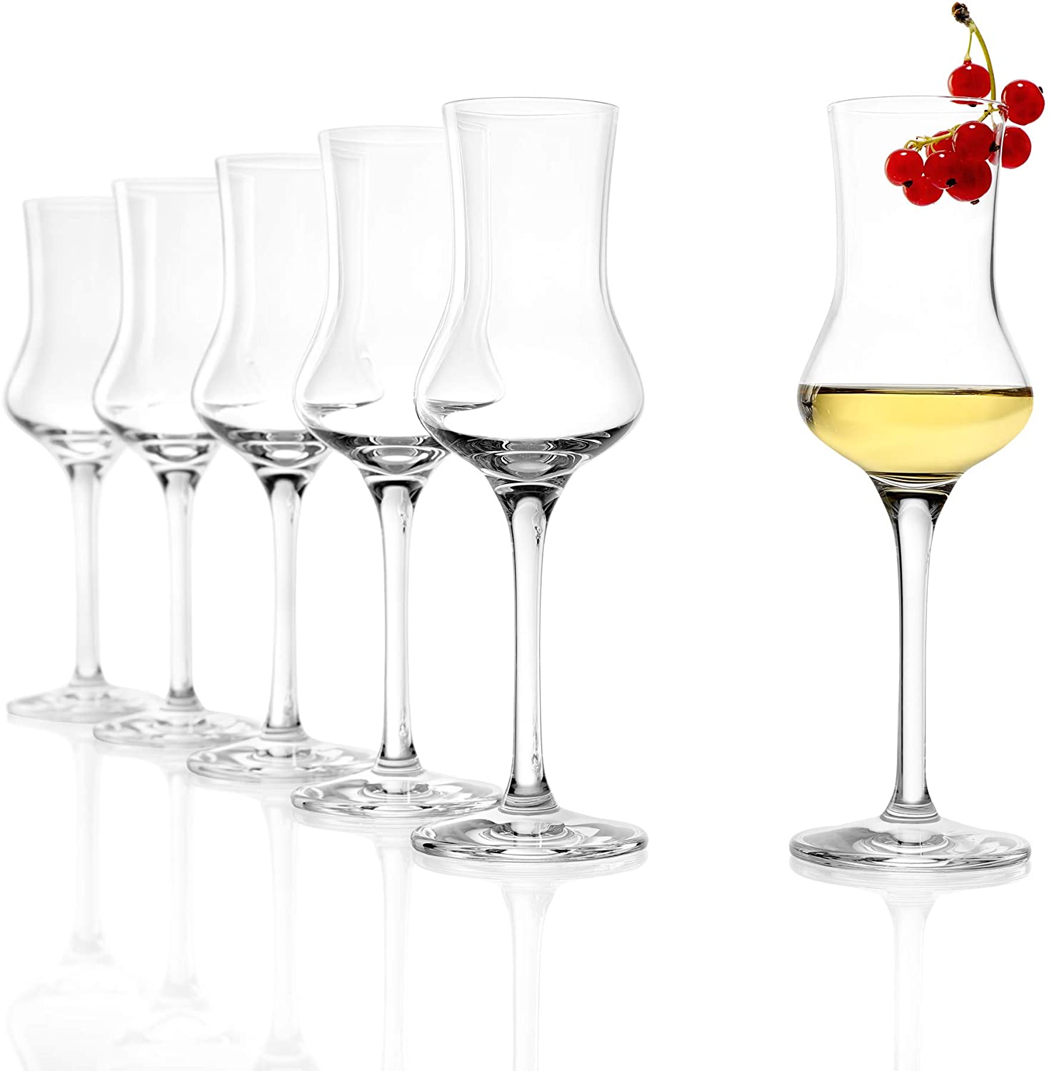 Stölzle Lausitz Grappa Glasses I Set of 6 I Shot Glasses with Stem I Liqueur Glasses I 90 ml I Dishwasher Safe I Like Mouth-Blown I Excellent Premium Quality