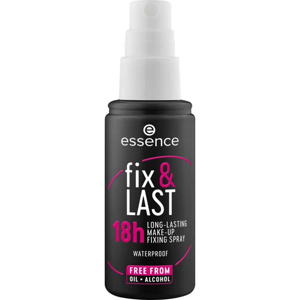 essence cosmetics essence fix & last 18h long lasting make-up fixing spray, transparent, matting, fixing, express result, matte, vegan, oil-free, paraben-free, no microplastic particles, pack of 1 (50 ml)