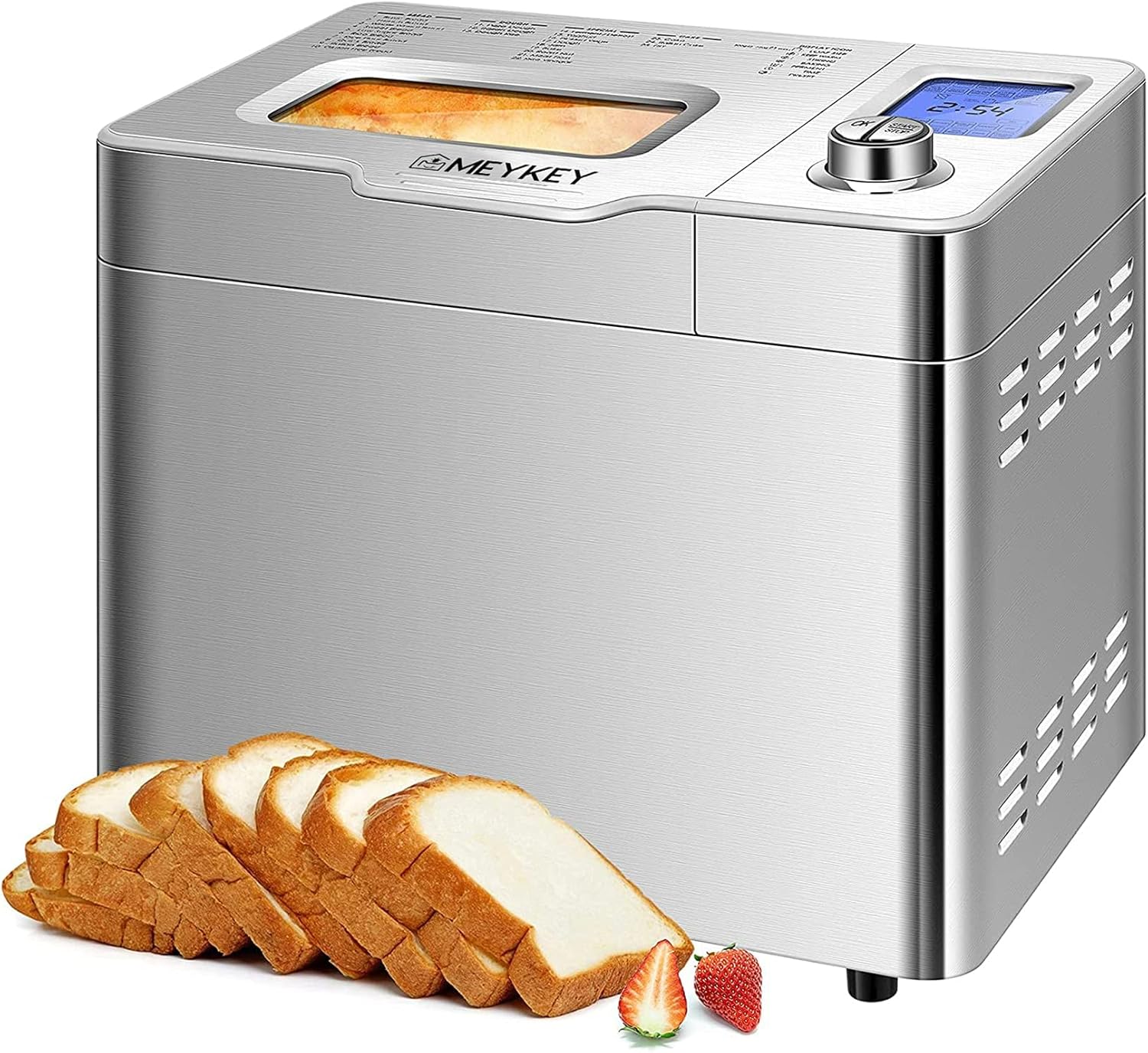 COOCHEER Store COOCHEER Bread Maker with up to 900 g Capacity, Intelligent and Automatic Programs, 3 Bread Sizes, 550 W, 36 x 22 x 30 cm, Silver