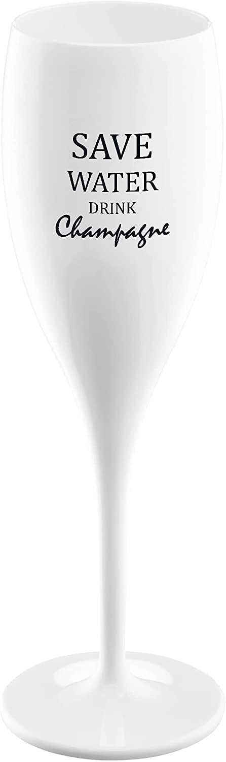 Koziol Cheers No. 1 Save Water Drink Champagne Super Glass 100 ml with Print