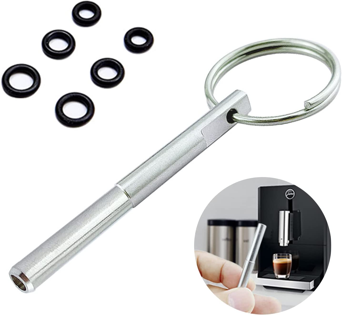MWMDWSZy Ovalbit Ovalbit Repair Tool Coffee Machine Oval Head Wrench Oval Head Key with Key Ring and 6 Rubber Rings Compatible with Jura Krups AEG Nespresso Coffee Machines