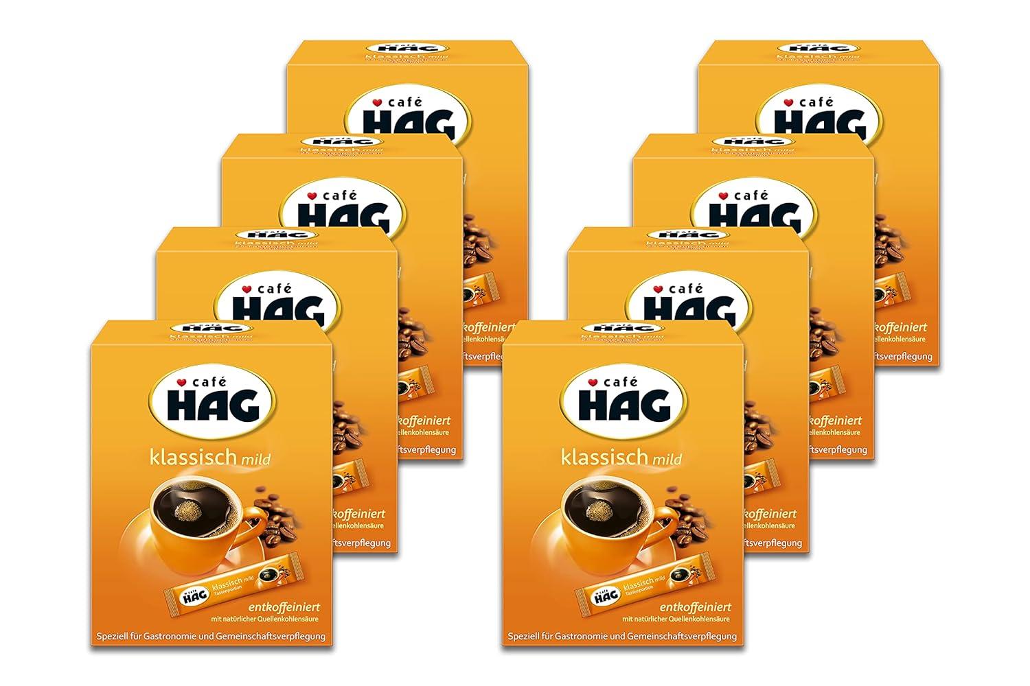 Jacobs Café Hag Classic Mild cup portion, soluble coffee decaffeinated, storage pack 200 coffee instant sticks (8x25x1.8g = 360g)