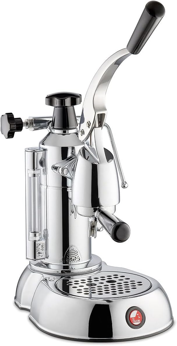 La Pavoni Lever Handle Coffee Maker with a Capacity of 0.8 L from Smeg Stradivari Europiccola Lusso LPLSTL01EU, Chrome/Black