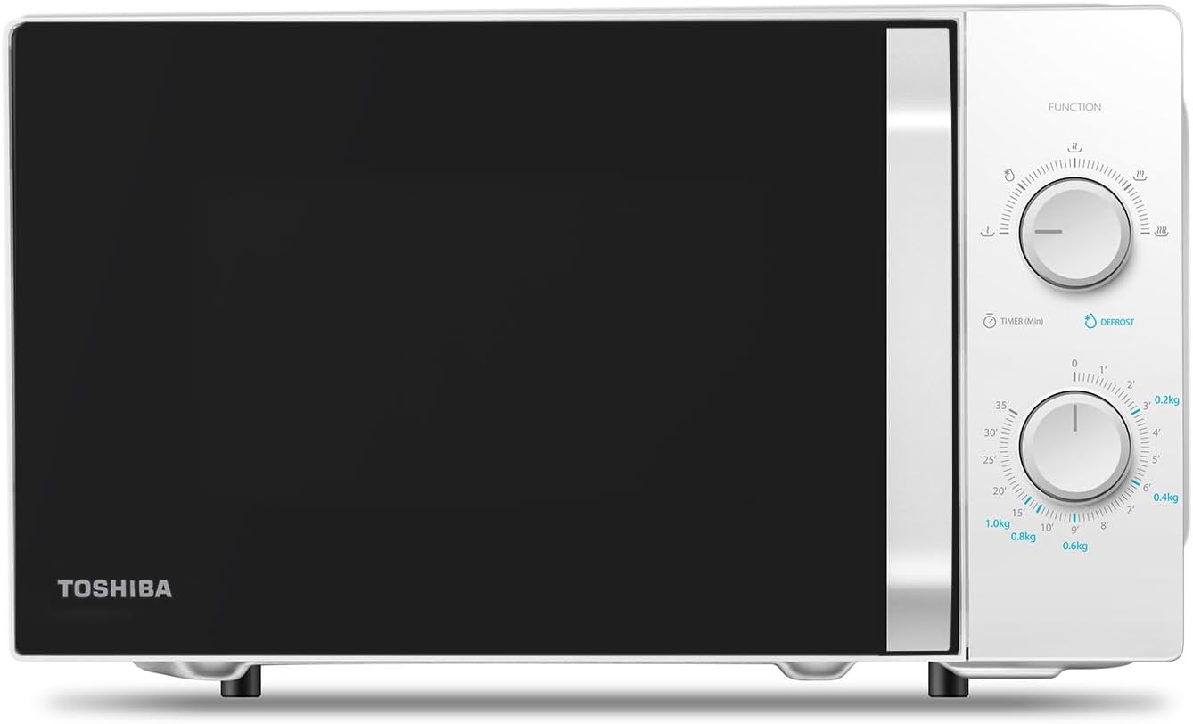 Toshiba MW2-MM20P(WH) Microwave Standard, 20 Liters, 800 W, 5 Power Levels with Practical Defrost Function, LED Lighting Indoor/White