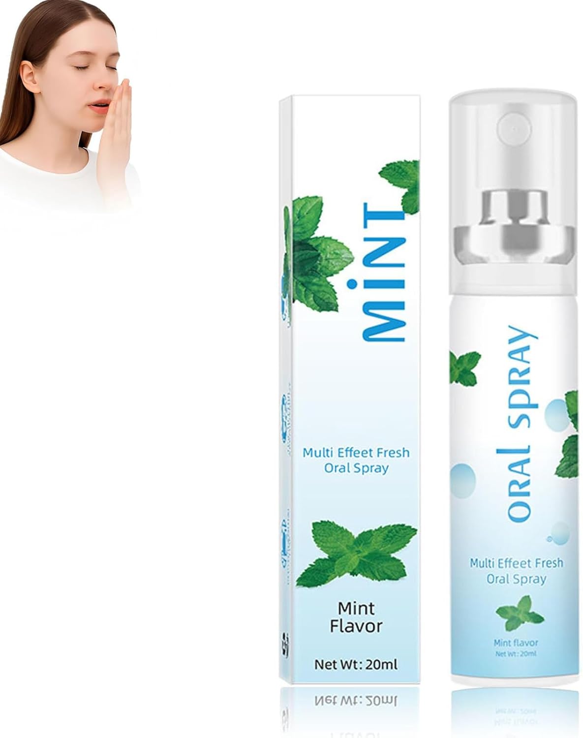 Probuk Fruit Flavored Mouth Spray, 20 ml Breath Freshener Mouth Spray, Against Bad Breath Portable Spray for Fresh Breath - Mint 20 ml