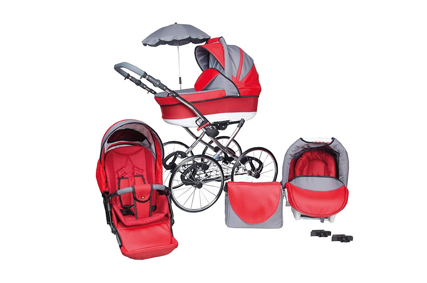 Skyline Classic Retro Style Lux Combination Pram and Pushchair, 3-in-1 Travel System, Car Seat (Isofix)
