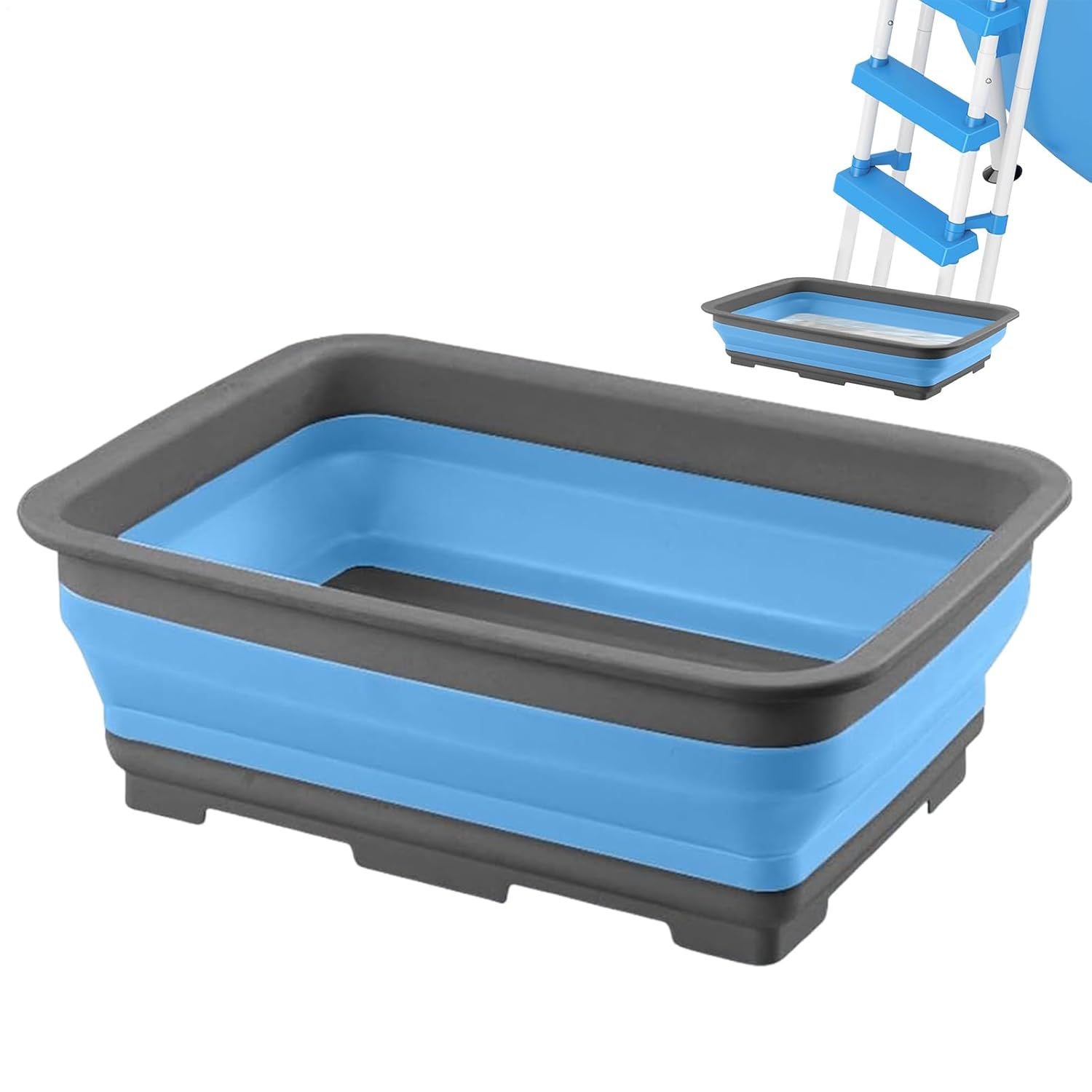 YRTUOP Pool Foot Bath, Foldable Swimming Pool Foot Pool, Pool Ladder Foot Bath, Pool Foot Tub, Foot Cleaning Pool, Pool Accessories, for Swimming Pools, Foot Cleaning, 37 x 27 x 11.8 cm