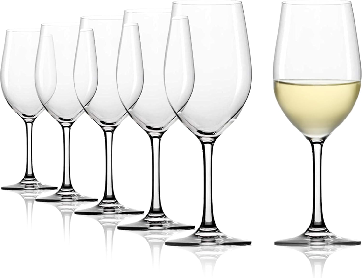Stölzle Lausitz Classic White Wine Glasses Set of 6 370 ml - Wine Glasses Ideal for Heavy White Wines & Medium Red Wines - Elegant White Wine Goblet Made of Crystal Glass - Dishwasher Safe & Made in
