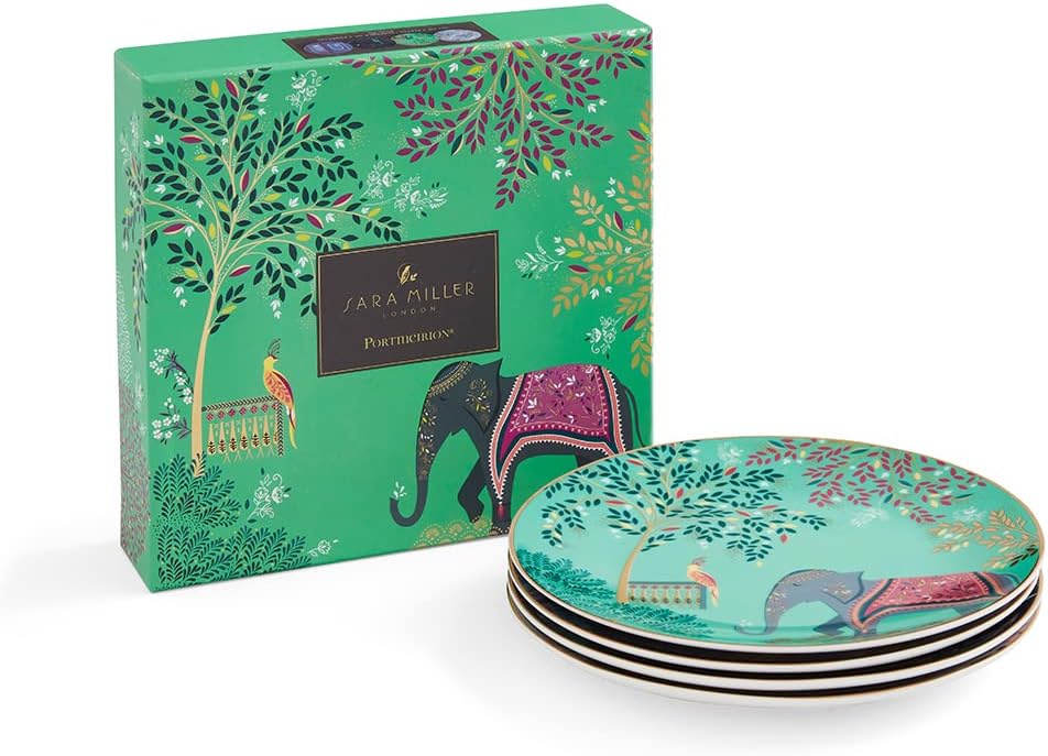Portmeirion Home & Gifts Sara Miller SMI78964-XG Cake Plates, Multi-Colour, Set of 4