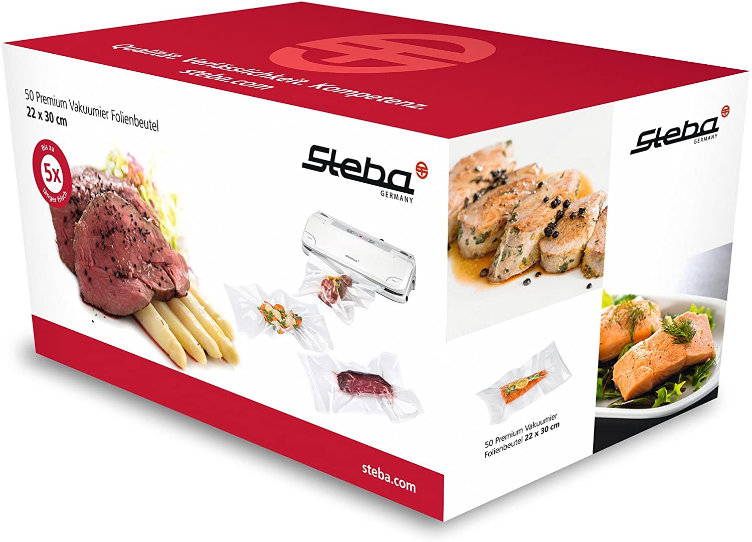 Steba 932000 50 Premium Vakuumier Foil Bags 22 x 30 cm, Practical Pull Box
