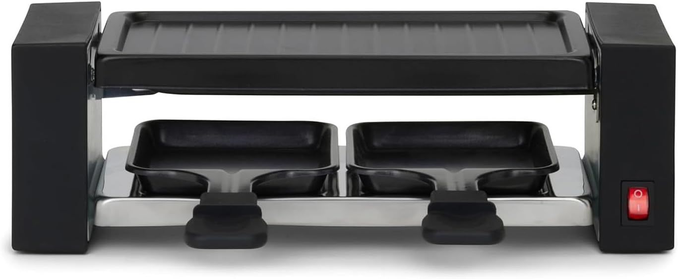 Onli ON1010N Raclette Grill for 2 People - 400 W Removable Grill Non-Stick Plate 23 x 10 cm Grey