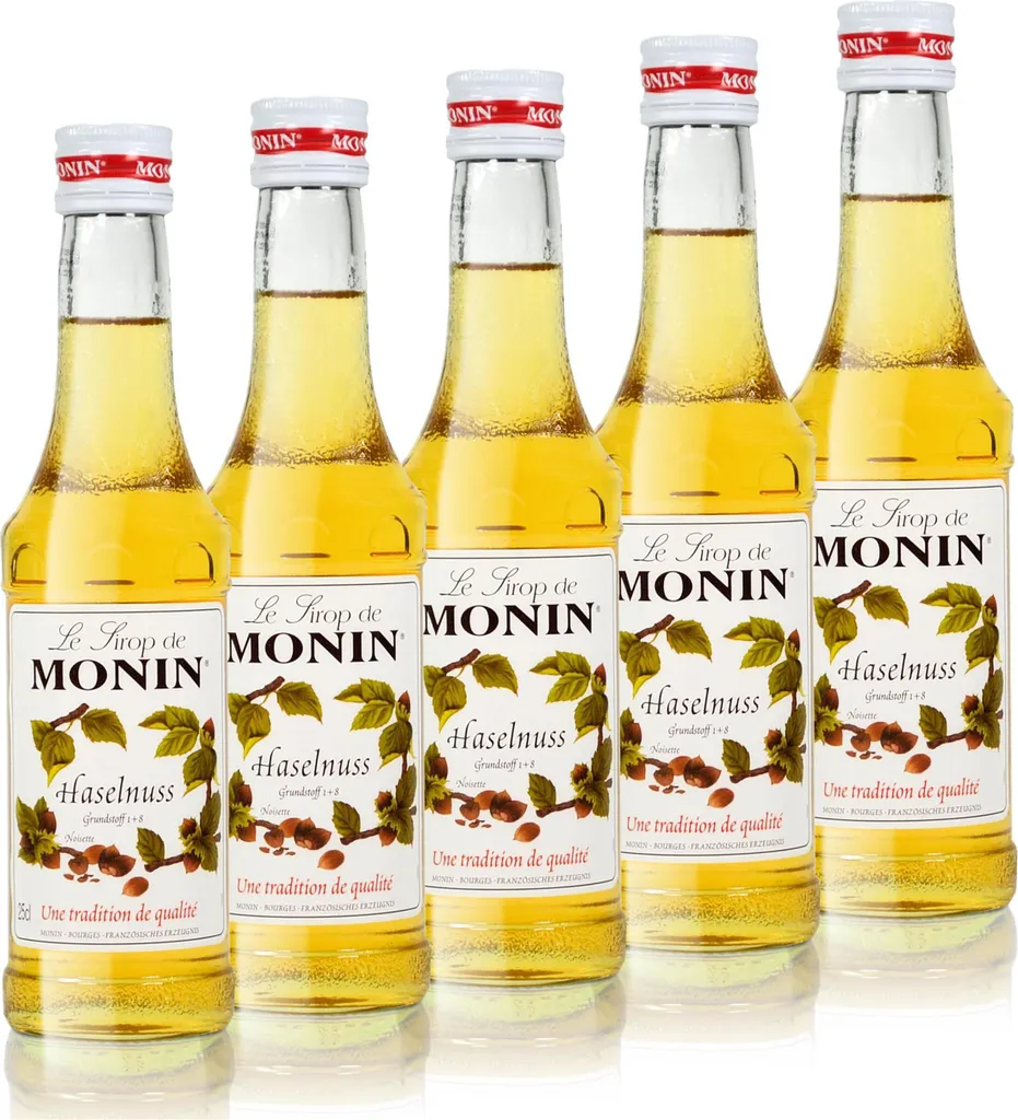 5x Monin Hazelnut / Noisette Syrup, 250 ml bottle