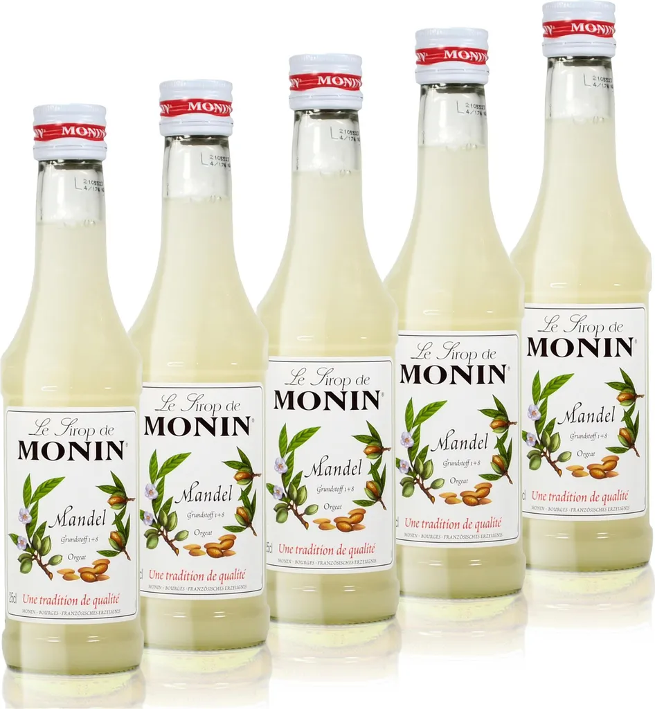 5x Monin Almond Syrup, 250 ml bottle