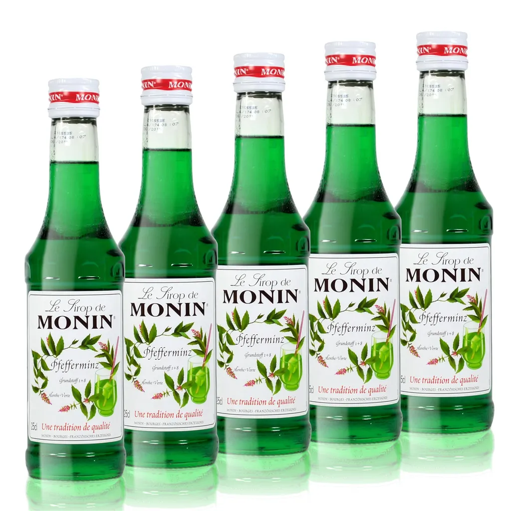 5x Monin Peppermint Syrup, 250 ml bottle