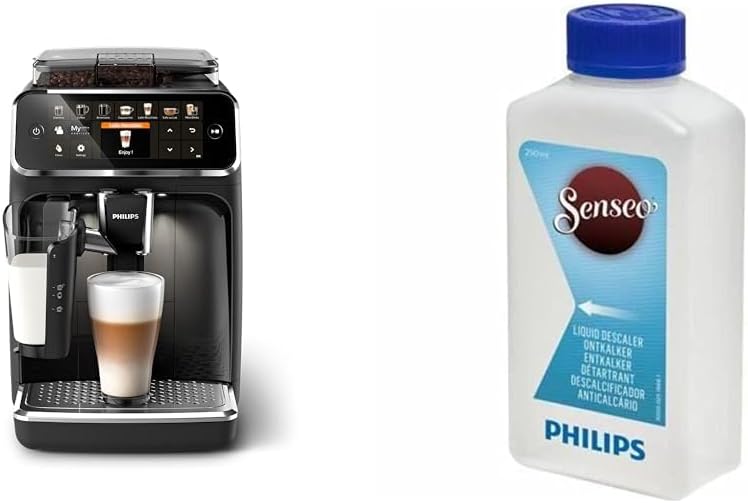 Philips Domestic Appliances Philips EP5441/50 Series 5400 Fully Automatic Coffee Machine, Lattego Milk System, 12 Coffee Specialities, Intuitive Display, 4 User Profiles, Black & Senseo Ca6520/00 Liquid Descaler, 250 ml