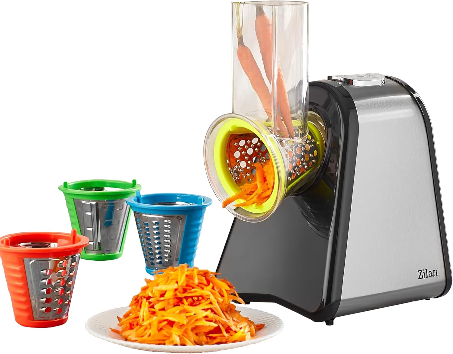 Electric Kitchen Grater, 200 Watts, 4 Attachments, Stainless Steel Drums, Electric Vegetable Slicer, Food Processor, Multifunctional Grater, Electric Chopper