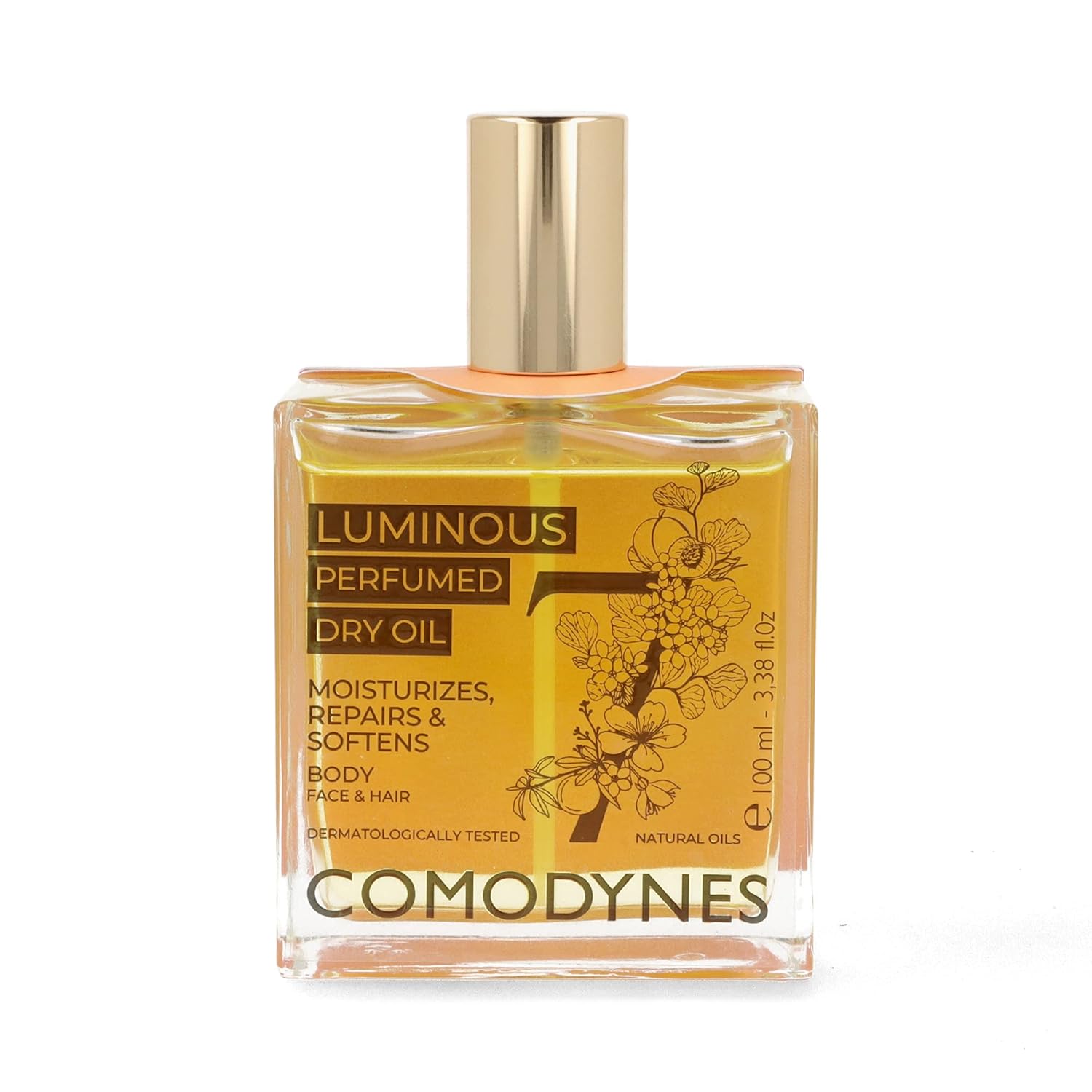 Comodynes - Luminous, Versatile Dry Oil for Body, Face and Hair, with Delicate Floral Fragrance, Intensive Moisturising and Repair, Suitable for All Skin Types - 100 ml