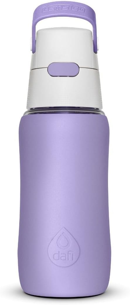 DAFI Store DAFI Water Bottle with Filter Solid 0.5 L Purple - Water Bottle with Water Filter, BPA-Free, Sports Bottle with Filtered Water for Travel, Filter Bottle Outdoor + Activated Carbon Filter Straw