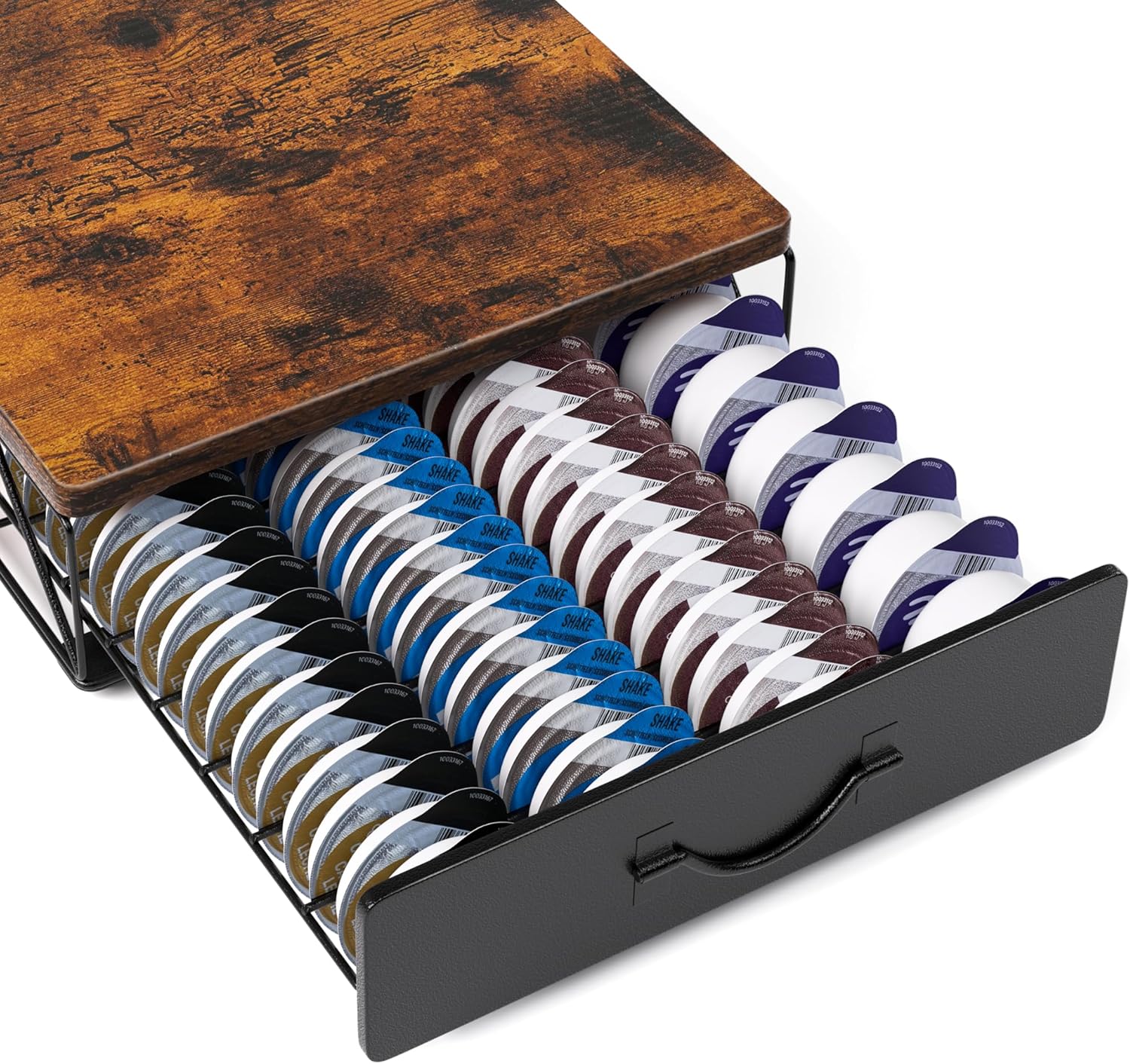 HFHOME Store Capsule holder for 64 Tassimo capsules, coffee capsule storage with vintage finish for Tassimo machines, non-slip and vibration-damping coffee capsule storage (coffee capsules not included)