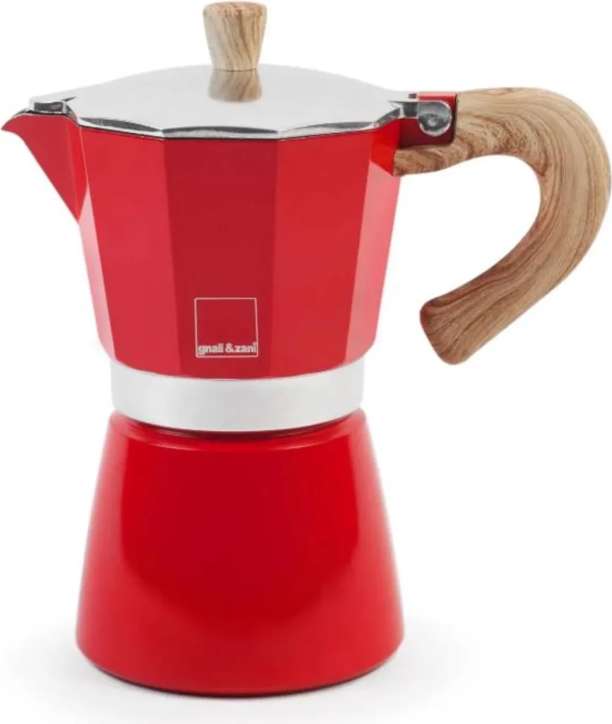 Win2Win Tech 6-cup moka pot made of aluminum for induction hobs, red color, 6 cups