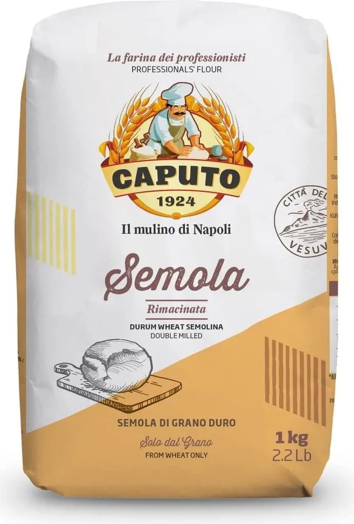6 x Caputo Il Mulino di Napoli Semolina rimacinata di Grano Duro Durum Wheat Semolina, high elasticity, 1 kg semolina for pizza 6000g