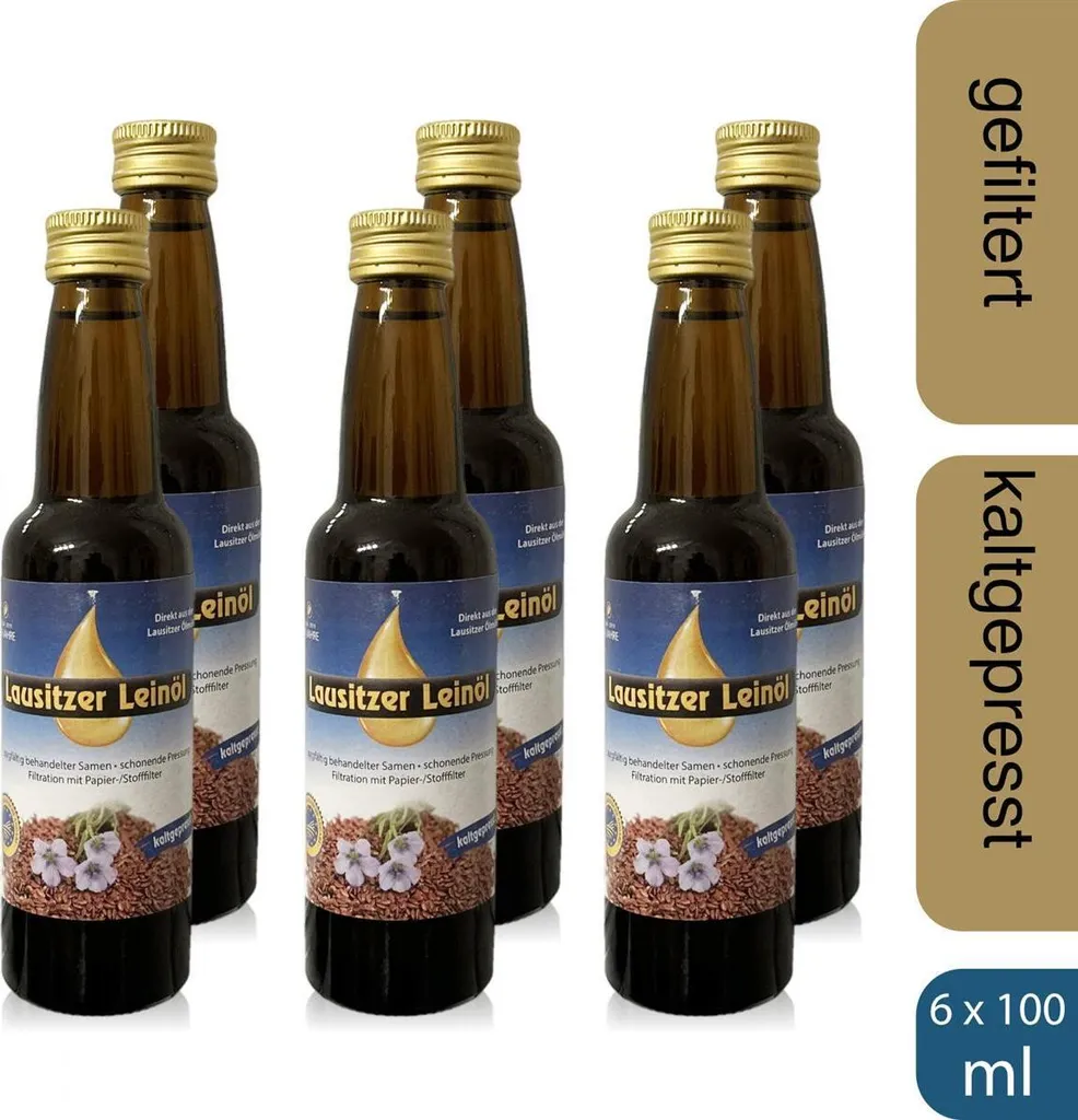 Lausitzer Ölmühle Hoyerswerda 6 x Lausitz linseed oil (cold-pressed linseed oil), 6 x 100ml