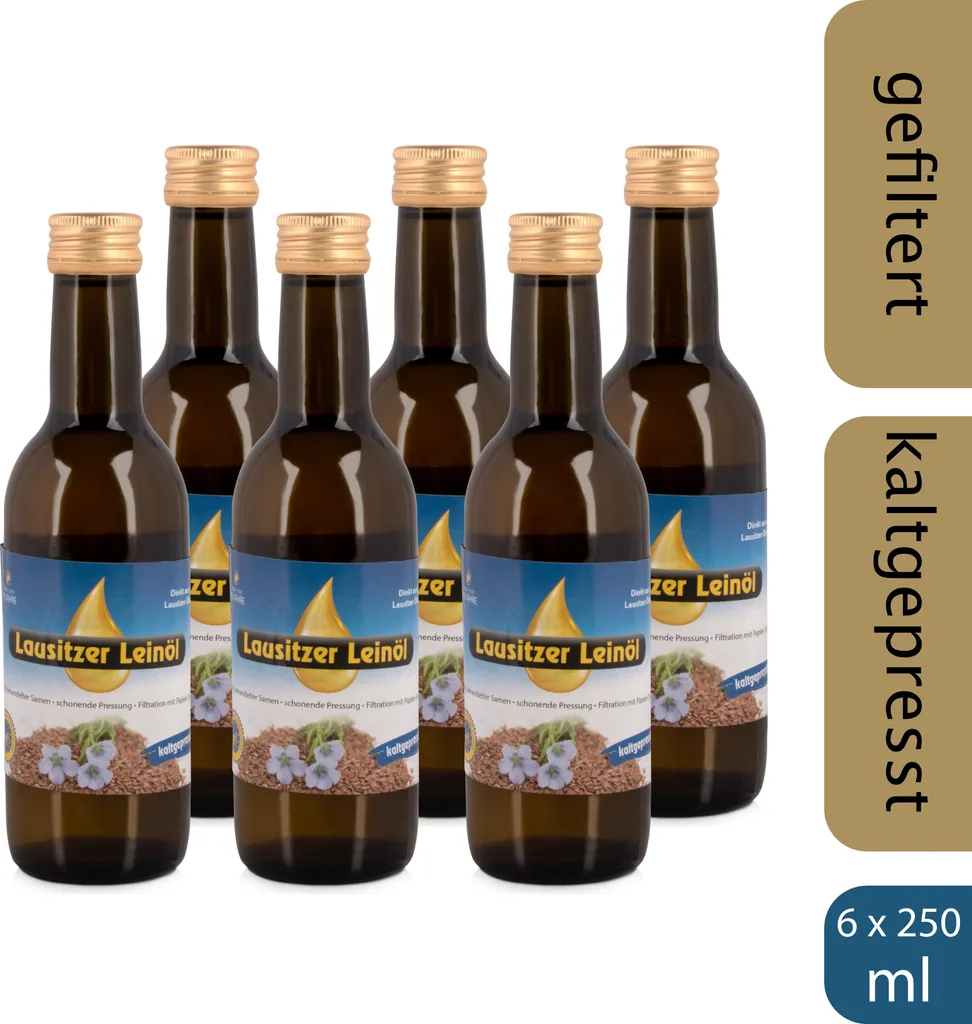 Lausitzer Ölmühle Hoyerswerda 6 x Lausitz linseed oil (cold-pressed linseed oil), 6 x 250ml