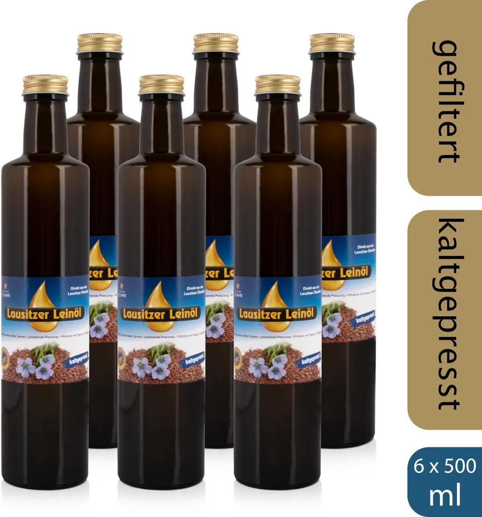 Lausitzer Ölmühle Hoyerswerda 6 x Lausitzer linseed oil (cold-pressed linseed oil), 6 x 500ml